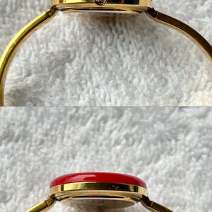 Rare 90s Gucci Bangle Gold Plated Quartz Ladies Swiss Made Watch with Box and Interchangeable Bezels image 9