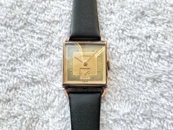 Reloj mecanico de cuerda manual Hampden tamano cadete fabricado en Suiza chapado en oro rosa Etsy Mexico