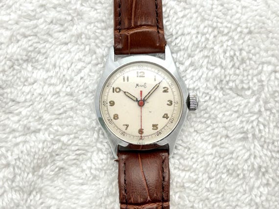 Vintage MiloS 7 Jewels Military Mechanical Hand-Winding Swiss Made Watch View 3