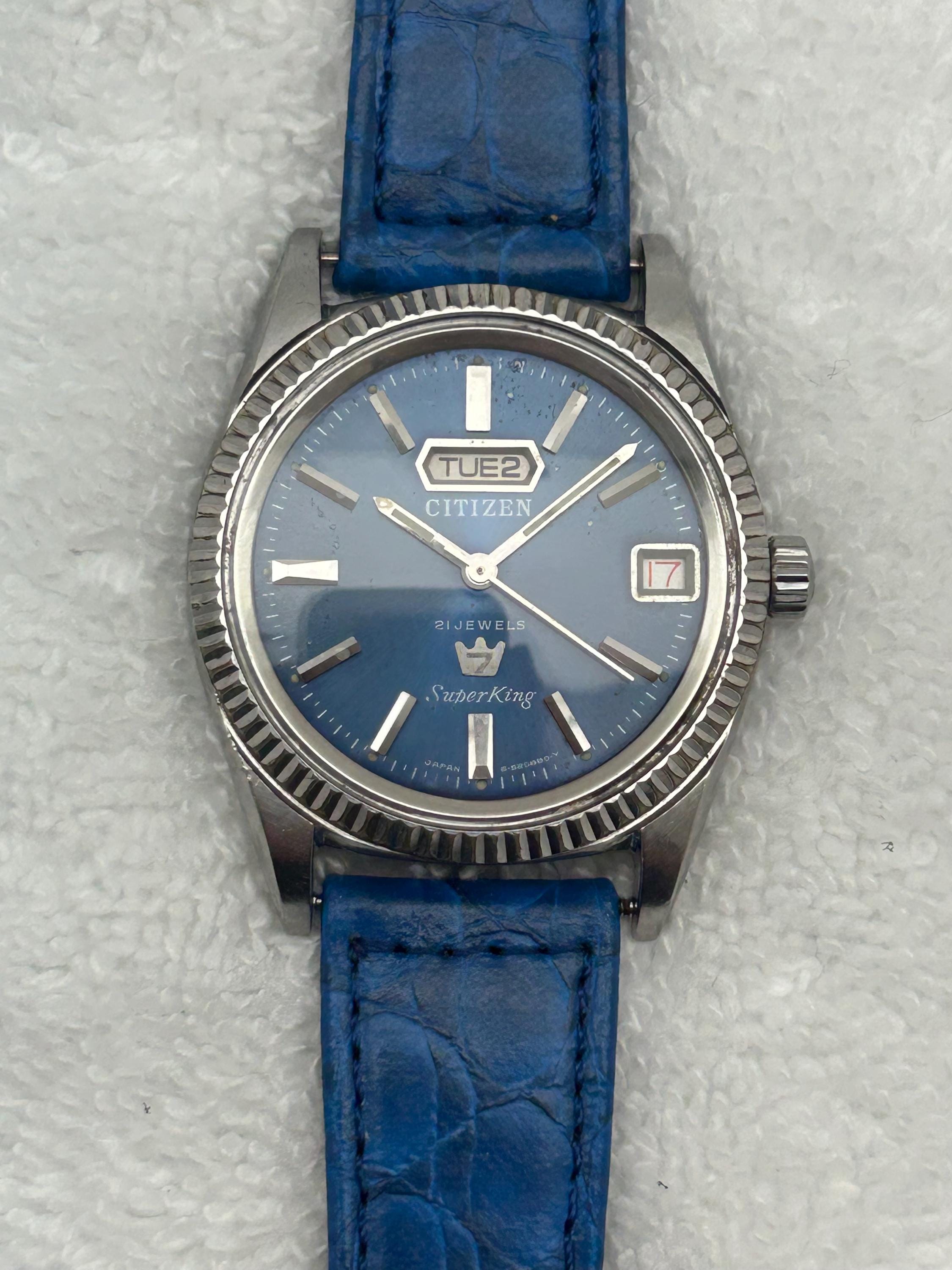 Rare Vintage Citizen 7, Blue Dial, Super King, Automatic 21 Jewels