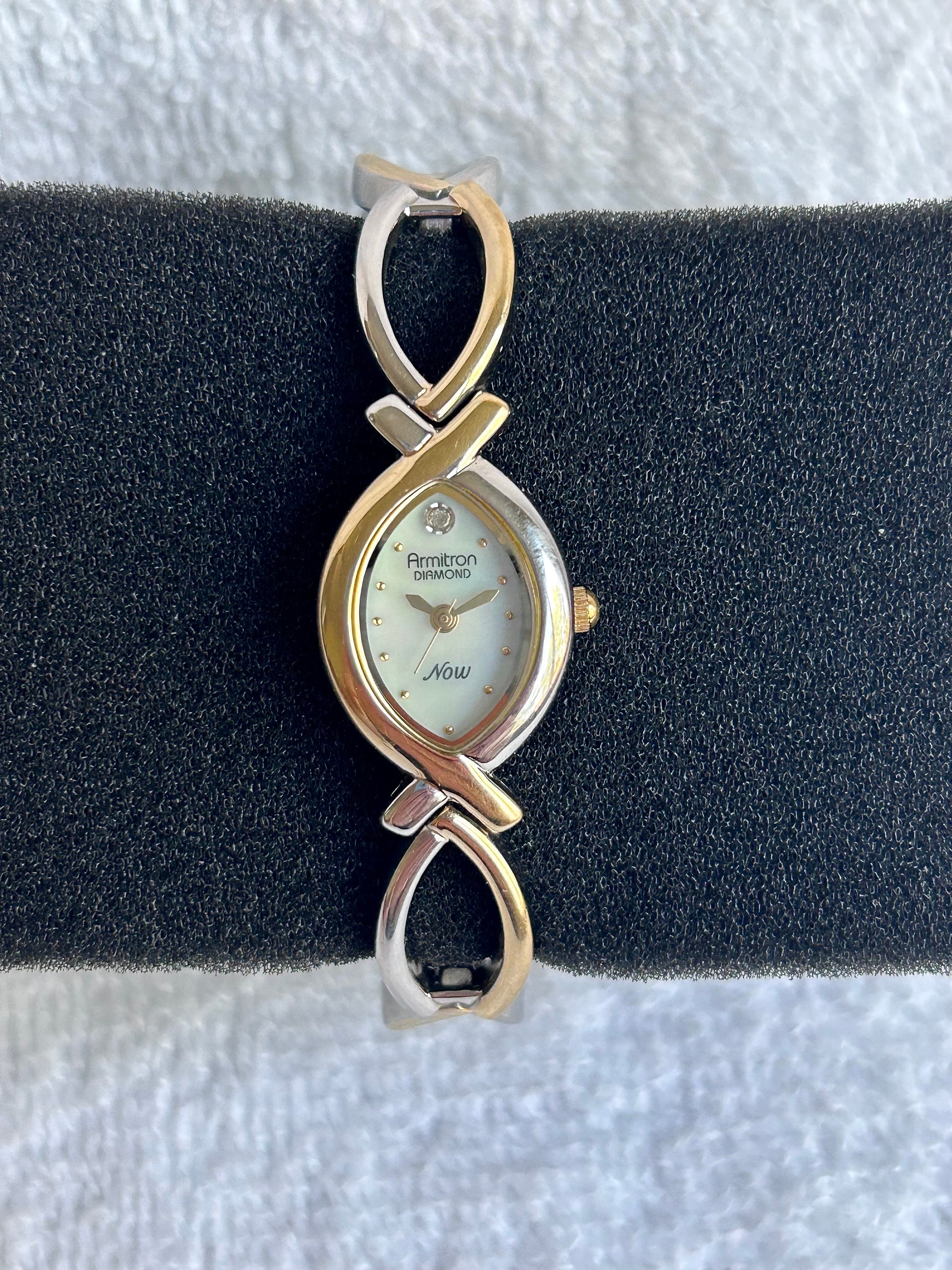 Armitron Diamond, Mother of Pearl, Two Tone Gold and 
