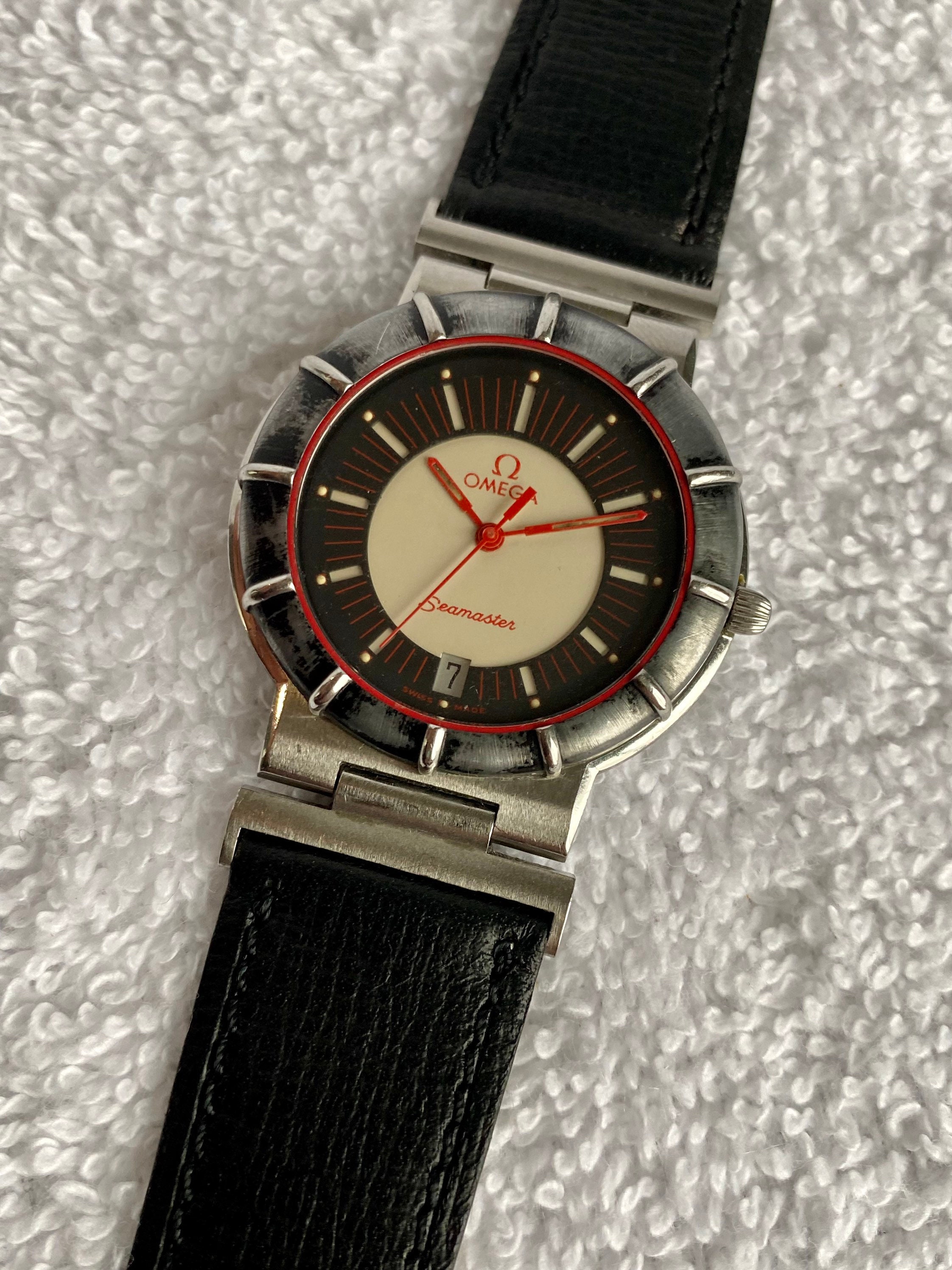 Omega Seamaster Dynamic Spiderman Quartz 1430 Calendar Stainless Steel Adults Swiss Made Watch