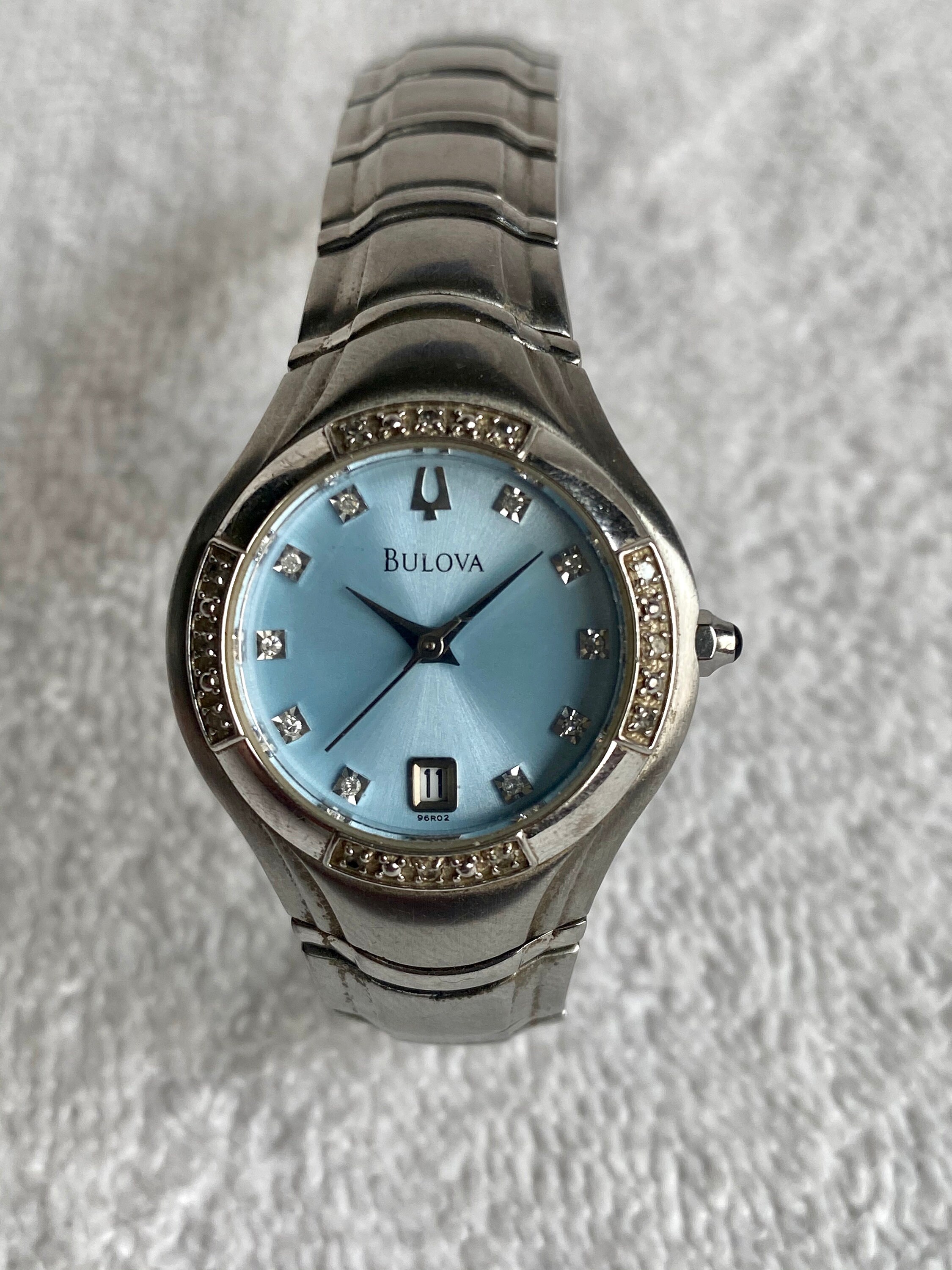 BULOVA Blue Face Crystals Cocktail Date Ladies Quartz Watch. New Fresh Battery Installed. Etsy