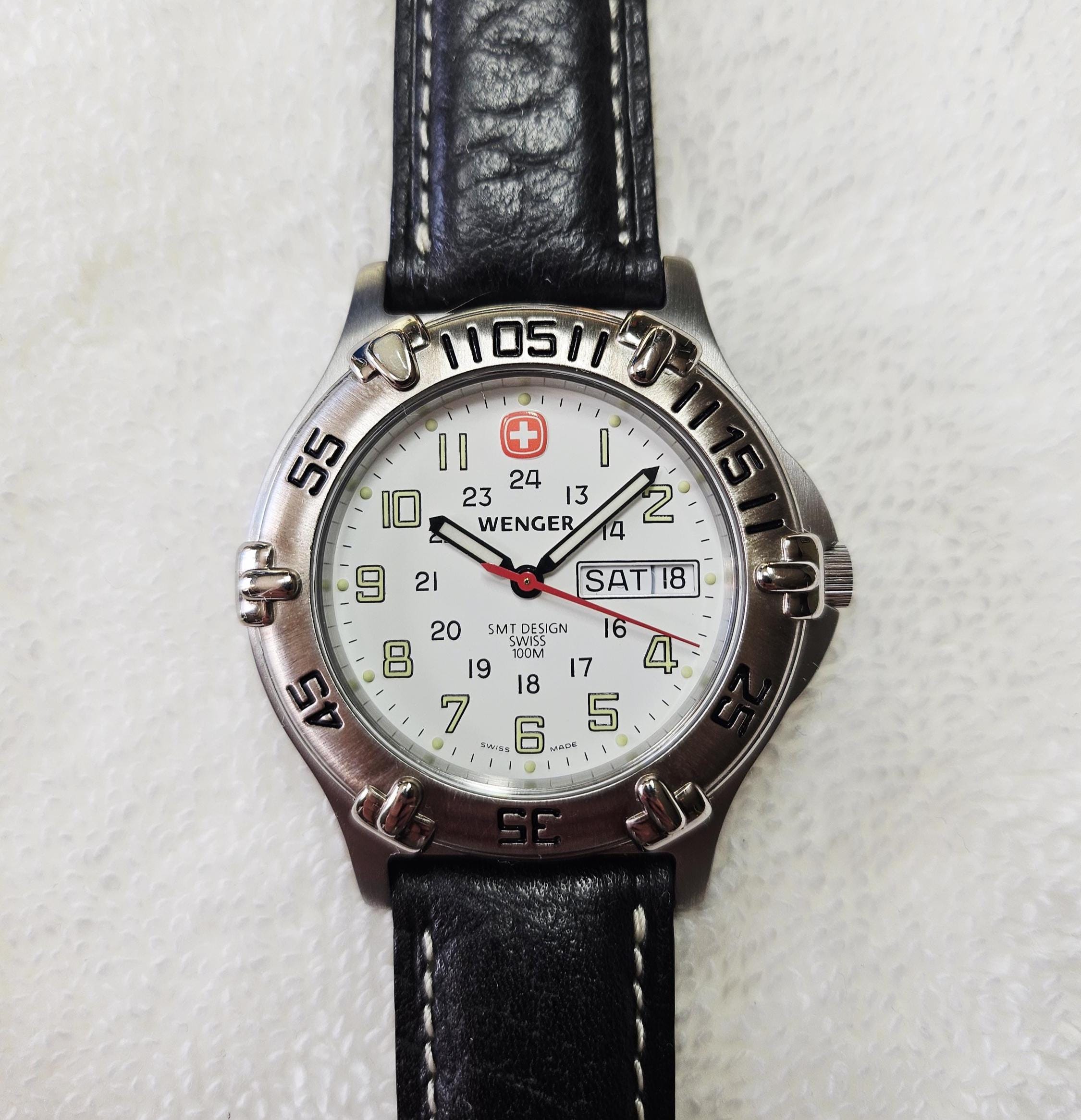 Women Wenger 100m Water resistant Leather Band Round Watch Swiss Made 075 0463 Wenger Watches for Women - Etsy main image 2