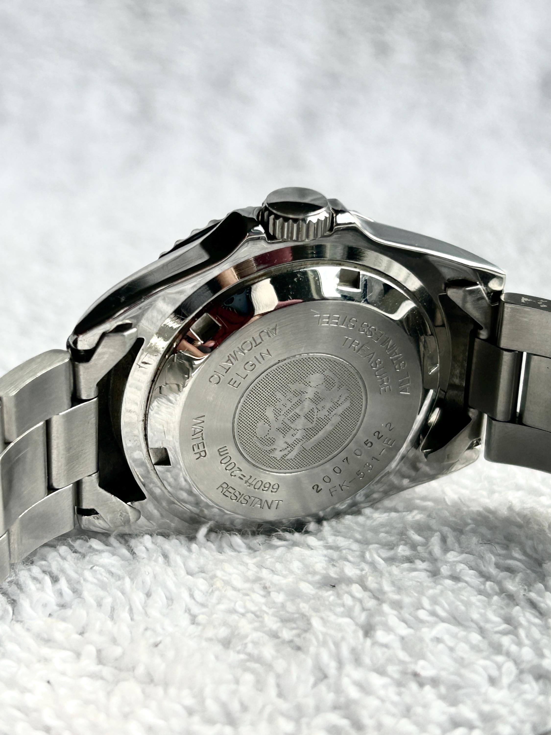 Vintage Elgin Treasure Automatic Stainless Steel 200M Diver Watch