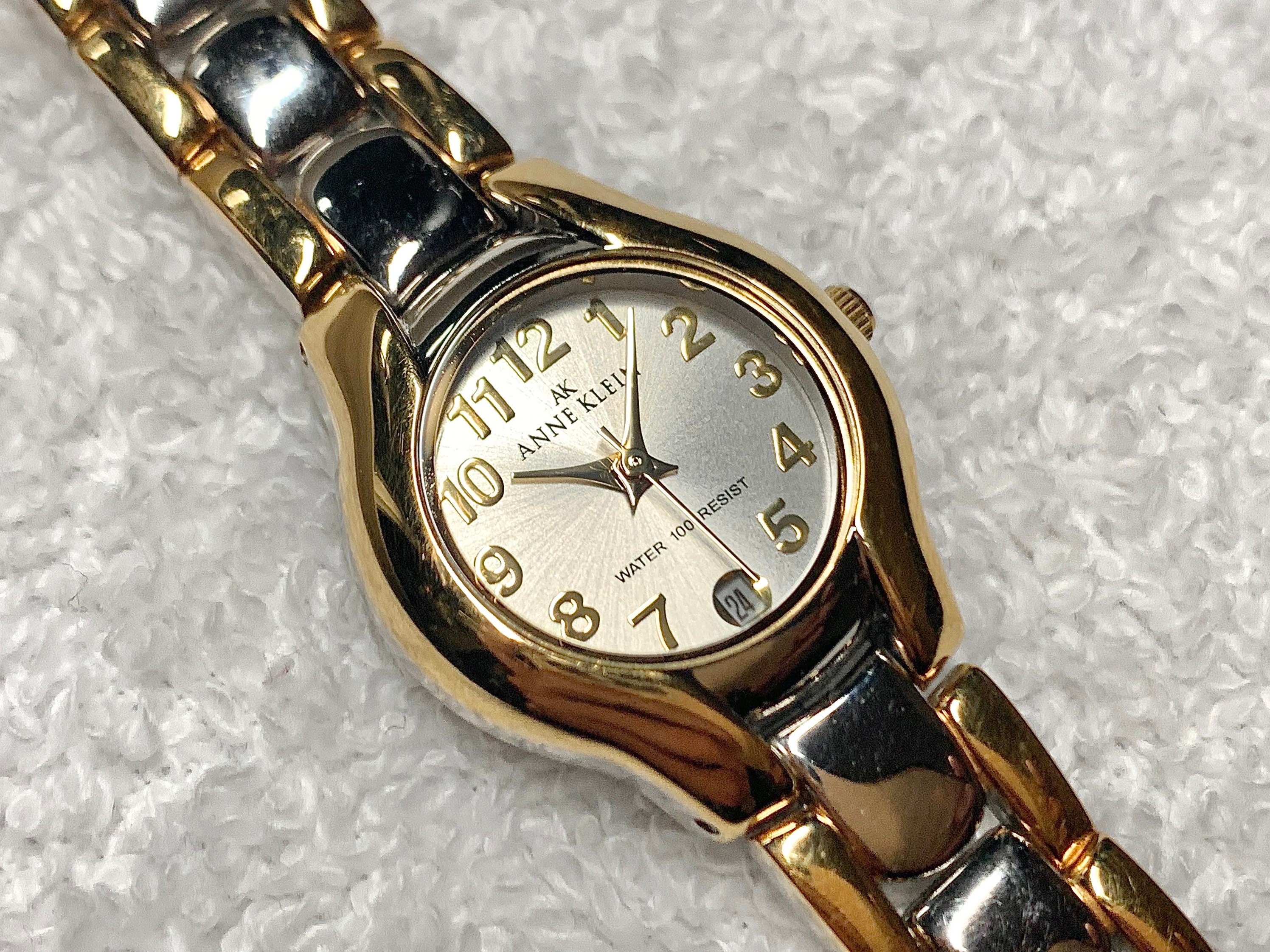 Anne Klein Quick Set Date Two-tone Gold Plated Stainless 