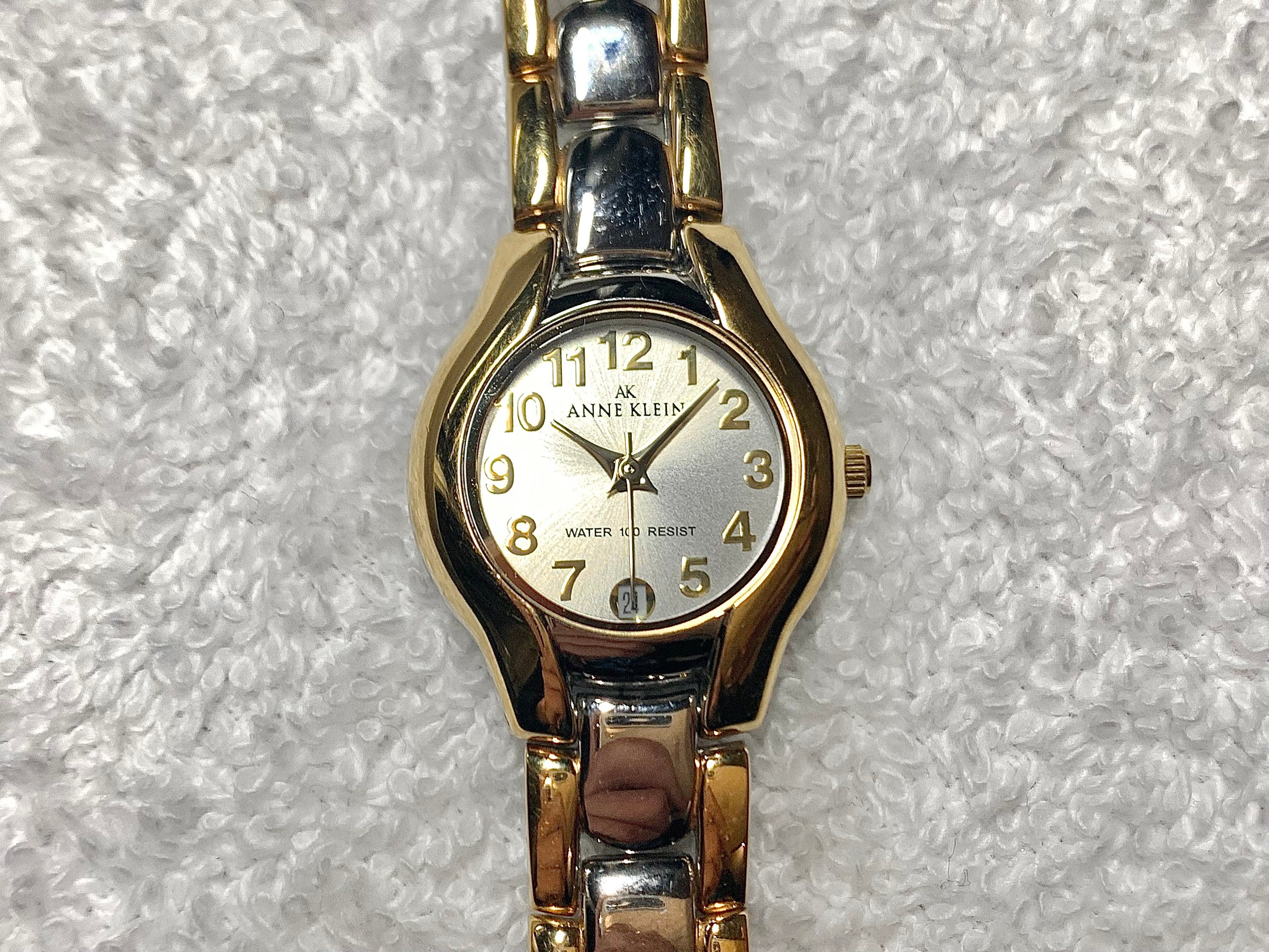 Anne Klein Quick Set Date Two-tone Gold Plated Stainless Steel Quartz Watch  