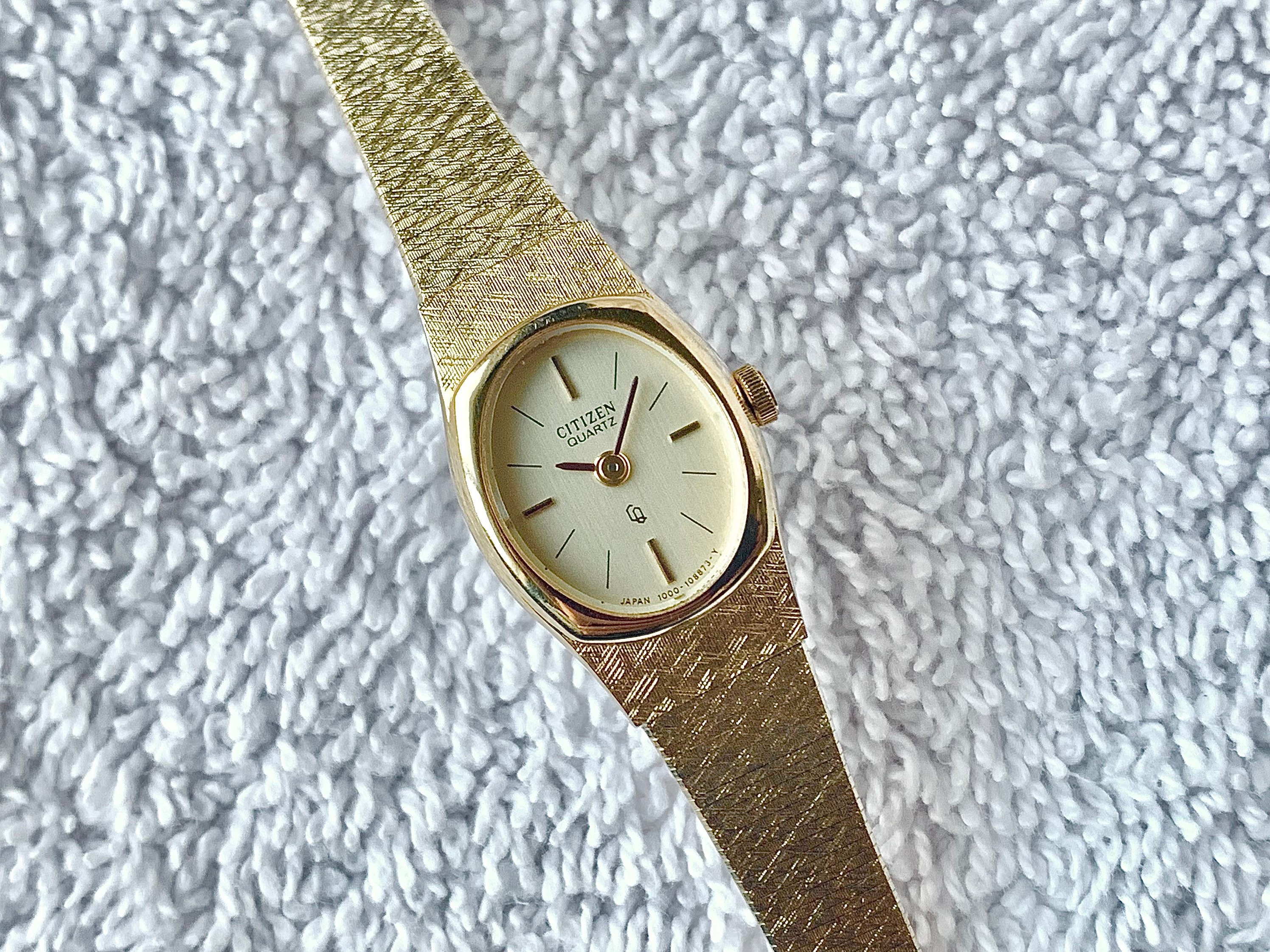 Vintage Citizen CQ 5 Jewels Gold Plated Stainless Steel Quartz hq nude pic