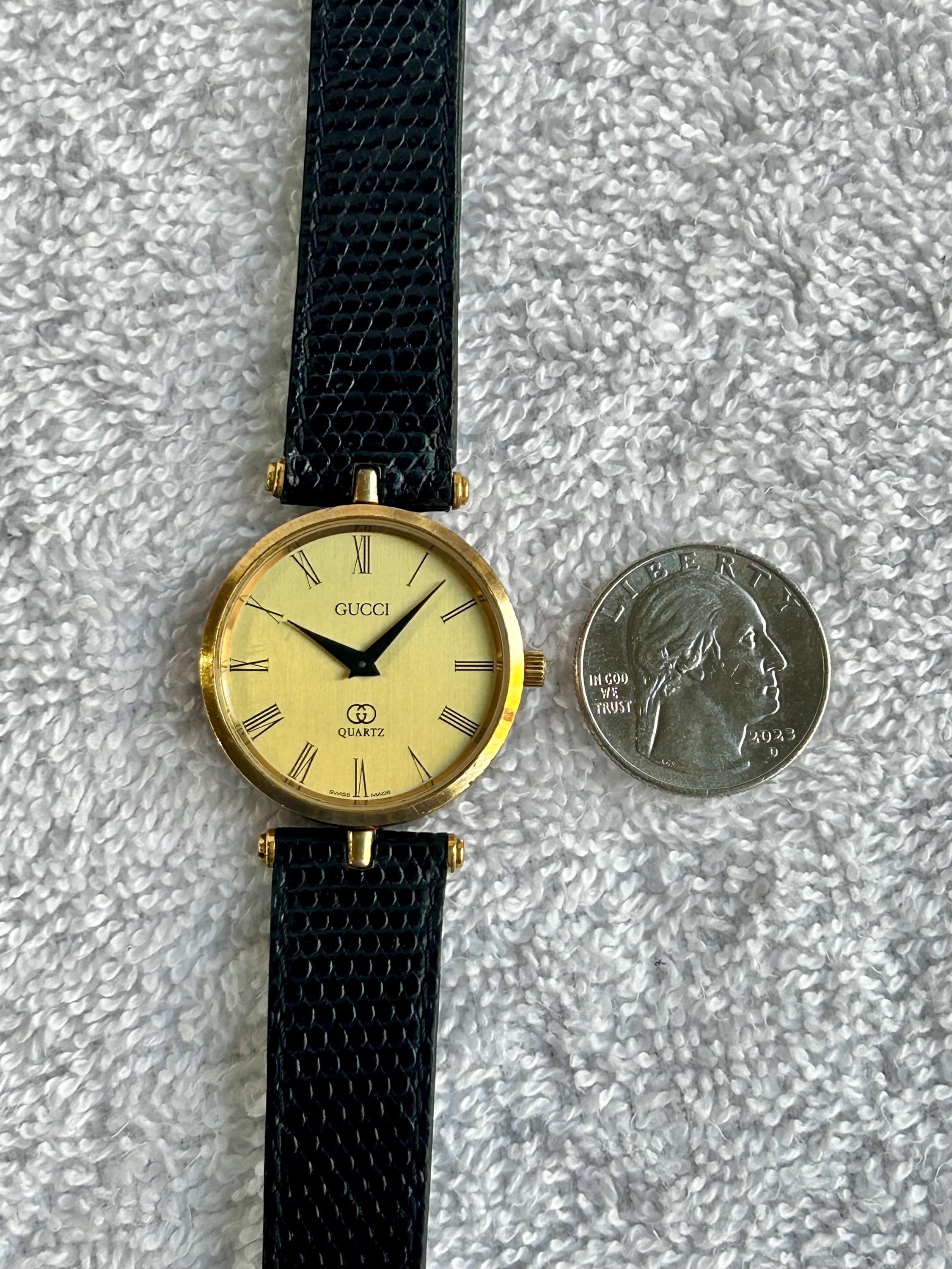 Vintage1990s Gucci Quartz Black Dial Stainless Steel Watch NEW BATTERY INSTALLED Vintage 1992 Authentic GUCCI 3001L SWISS Women main image 3
