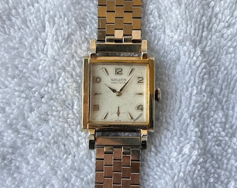 Vintage Gruen Precision 17 Jewels Mechanical Hand-Winding 10kt Rolled Gold Plated Swiss Made Watch