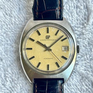 Vintage 35mm, Girard Perregaux Automatic, Stainless Steel, 17 Jewels, Calendar, Swiss Made Watch.