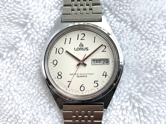 New Old Stock NOS Lorus Day/Date Stainless Steel … - image 1