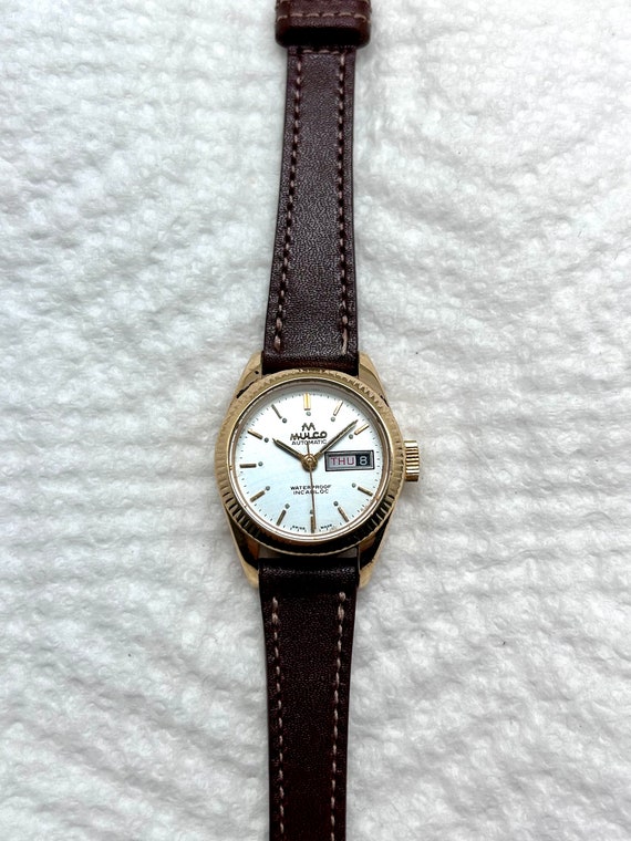 Vintage Mulco Automatic Day Date Gold Plated Lumi… - image 2