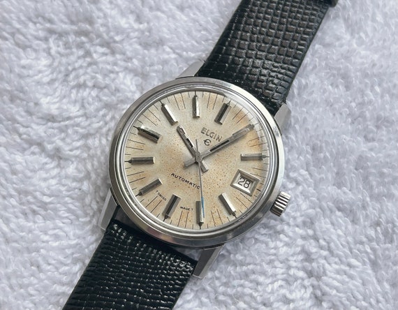 Vintage Elgin Automatic Date Register Stainless S… - image 2