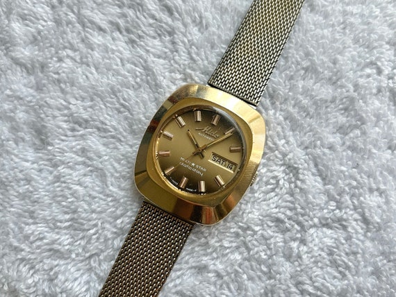 Vintage Mido Multistar Datoday Day/Date Gold Plat… - image 3