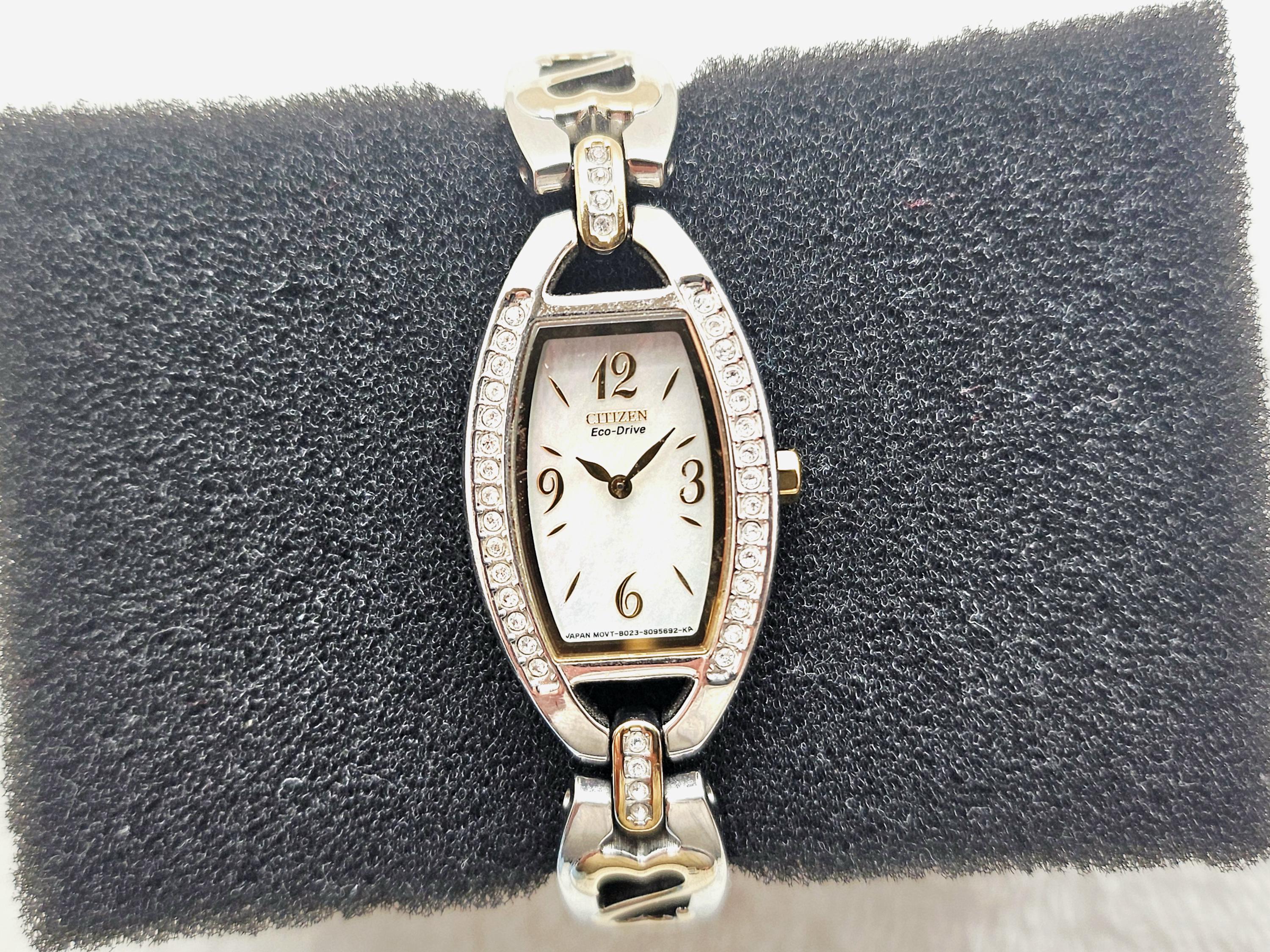 Citizen Eco-Drive Ladies Watch Crystals Pearl Dial Day/Date Stainless Case Citizen Quartz Crystal Blue Mother of Pearl Dial Ladies  main image 2