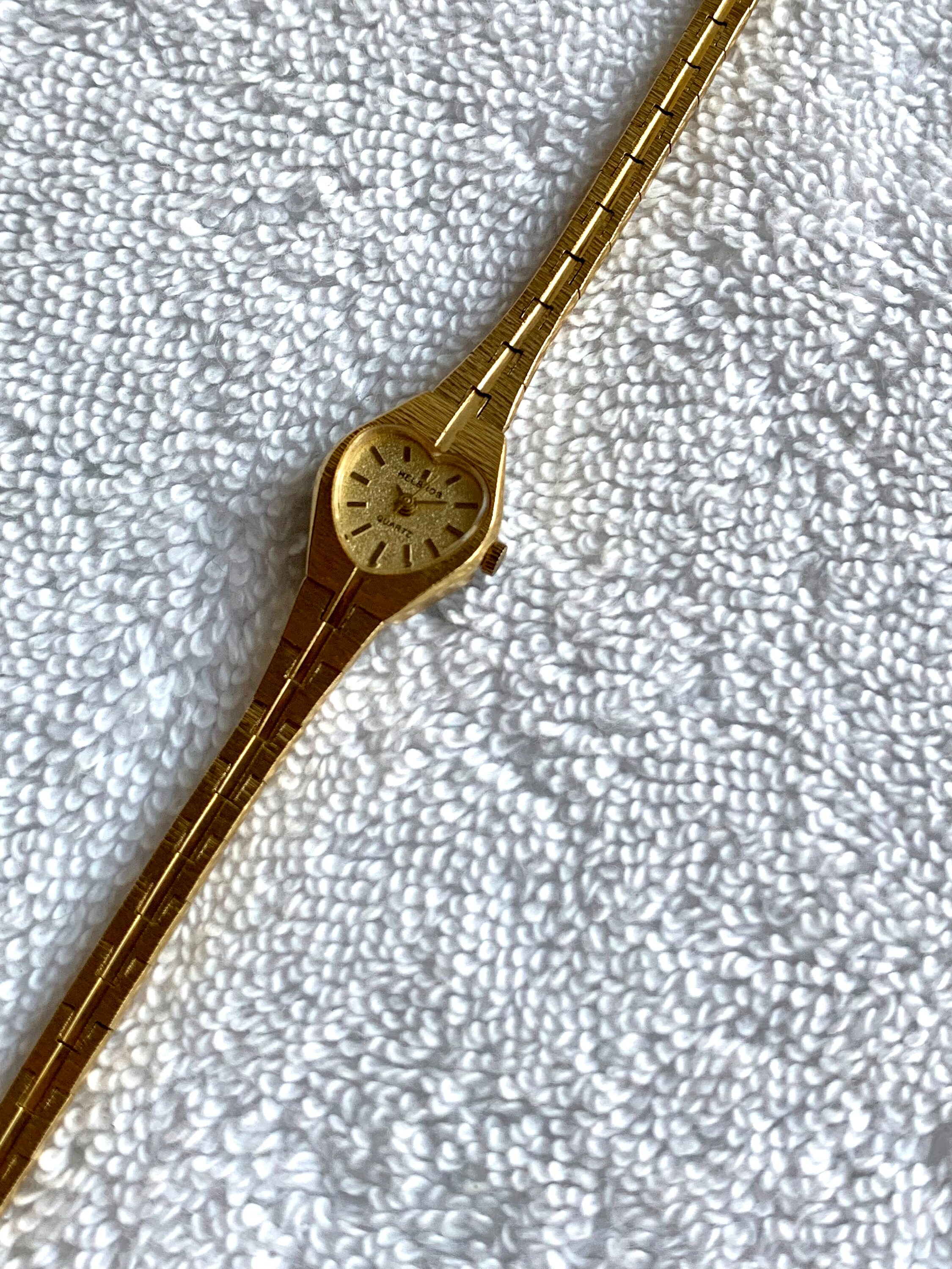 Vintage, Helbros, One Jewel, Heart Shape, Gold Plated and  display picture 2