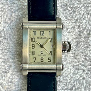 Vintage Philippe Charriol Automatik-Tankuhr, Kalender, Leuchtzeiger, Edelstahl, Schweizer mit Originalbox.