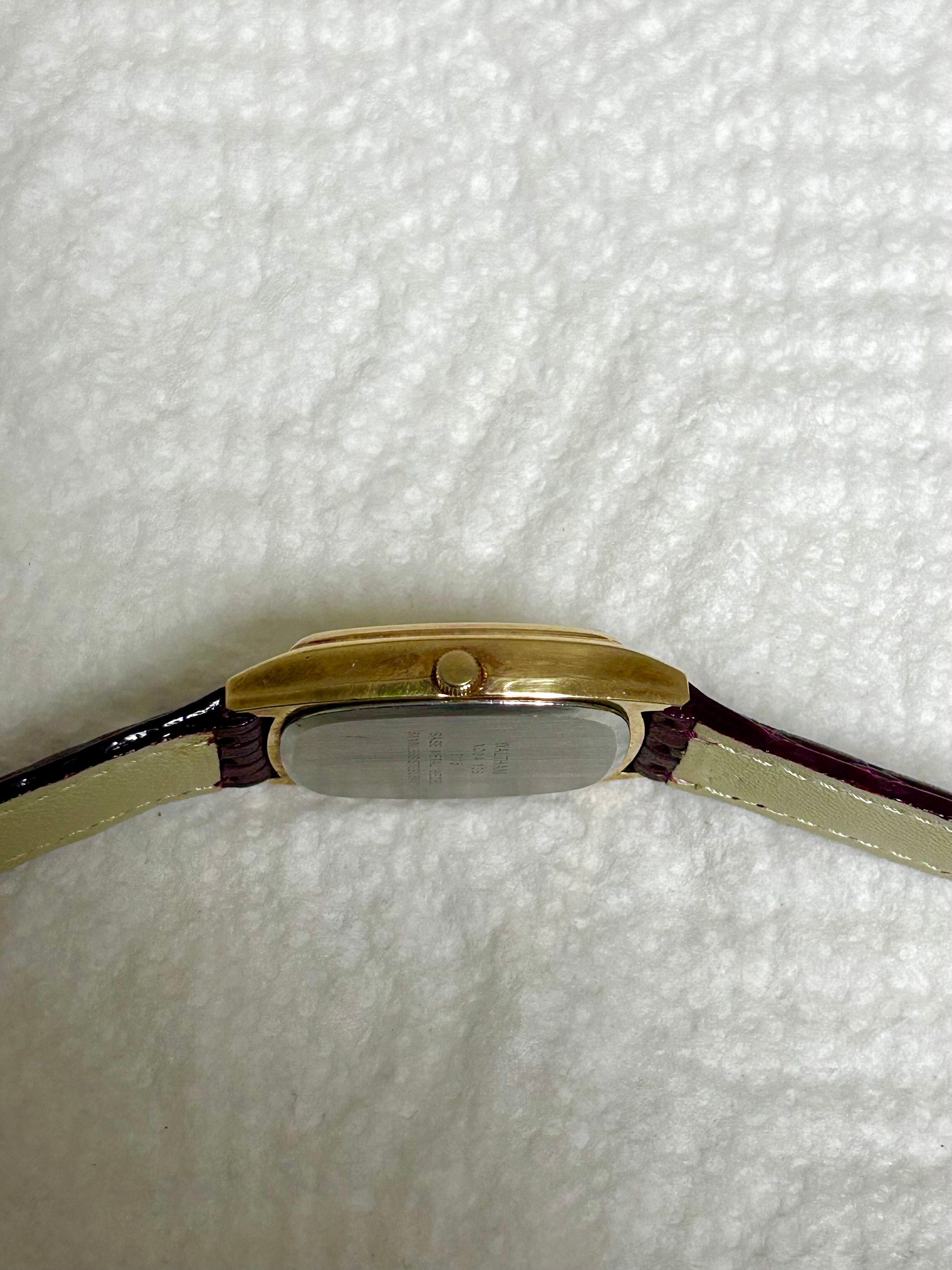 Vintage Waltham Tank Quartz Quick Set Date Gold Plated Stainless