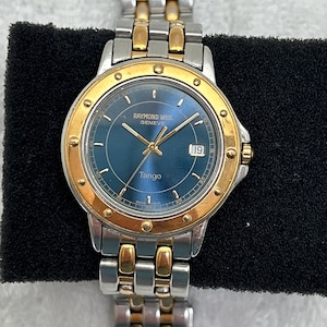 Vintage Raymond Weil Geneve Tango, Blue Dial, Two Tone Gold  display picture 2
