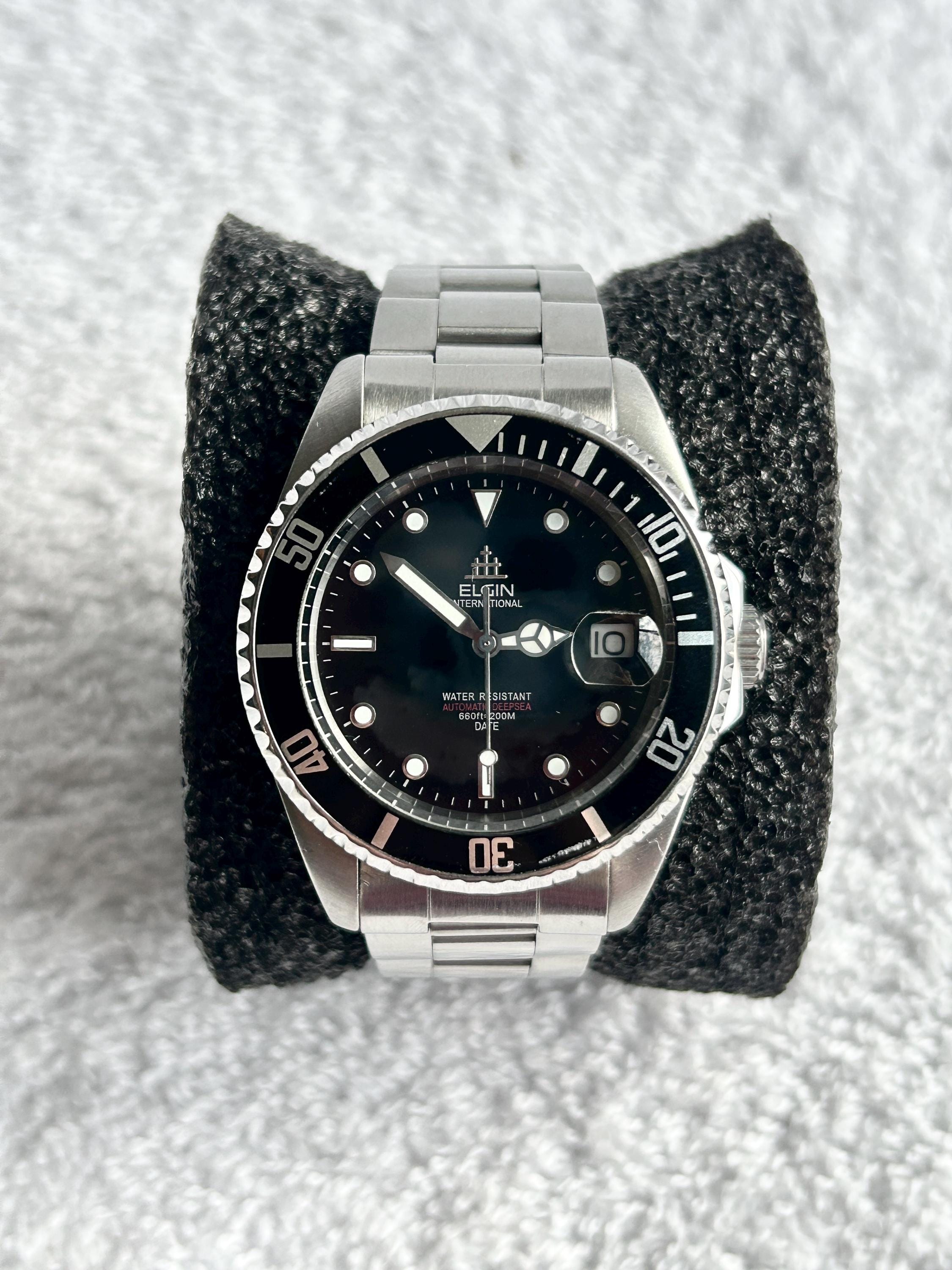 Vintage Elgin Treasure Automatic Stainless Steel 200M Diver Watch