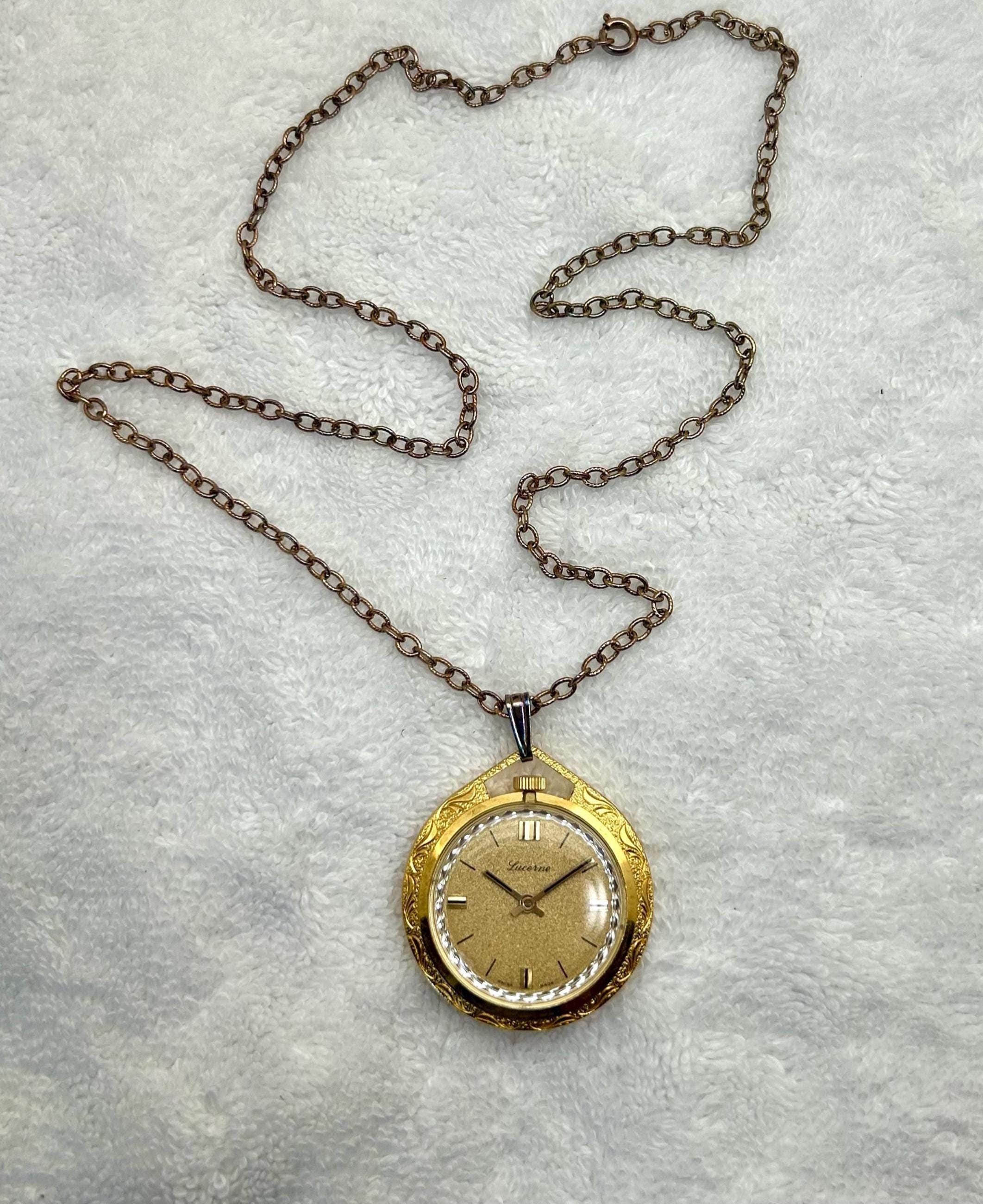Vintage Rare LUCERNE Swiss Made Pocket Watch All Plexiglasses Case Necklace Lucerne Pocket Watches - Etsy main image 2