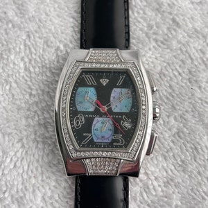 Beautiful AQUA MASTER Chronograph Mother of Pearl with 124 Diamonds Quartz Swiss Made Watch