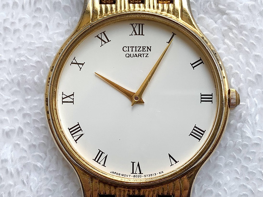 Vintage Citizen Steel Gold Plated Roman Numerals Quartz Wristwatch