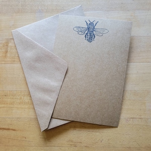 Conjunto estacionário de cartão postal Bee - 5 cartões postais e envelopes