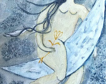 Oryginalna sztuka ludowa / Dzika kobieta / Księżyc / Kwiat / Korona / Niebiański / Wiedźma z bagien / Dekoracja ścienna