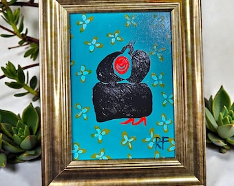 Original Folk Style Painting “May Girl” – Mystical Woman Wall Art – Cottagecore Folk Decor