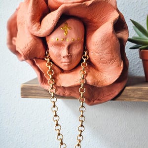 Terracotta Flowers with Faces / Handmade 3D Wall Decor / Curio Sculpture/ Art Object / Wall Hanging