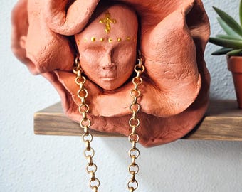 Kwiaty z terakoty z twarzami / Ręcznie robiona dekoracja ścienna 3D / Rzeźba-ciekawostka / Obiekt artystyczny / Dekoracja ścienna