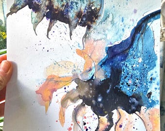 Oprawione oryginalne akwarele i szkice słoneczników wykonane tuszem, wyjątkowa dekoracja ścienna