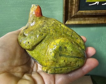 Handmade Frog Woman Figurine: Weird Sculpture Art Doll Paperclay Swamp Creature