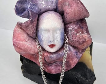 Ręcznie robiona ozdoba ścienna: Kwiat / Dekoracja 3D / Rzeźba OOAK Curio / Obiekt artystyczny / Dekoracja ścienna