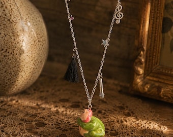 Handmade Florence the Frog Woman Pendant Necklace – OOAK Whimsical Jewellery, Festival Talisman, Creature Charm
