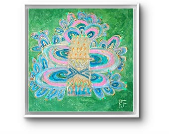 Wood Panel Spirit Tree Painting: Original Folk Art
