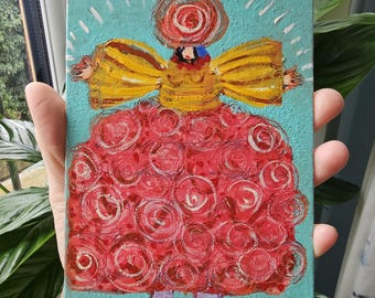 Oryginalny obraz / Kiedy zdecydowałam się na strój / Wyraziste kolory / Malarstwo ludowe