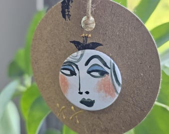 Hand-drawn Watercolour Faces Badges, Button Pin Set, OOAK Accessories, Pins, 25mm