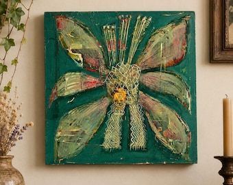 Annihilation, Textured Abstract Flower Painting: Acrylic on MDF, Nature-Inspired Art