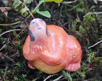 Ręcznie robiona figurka kobiety-żaby: dziwna lalka artystyczna / OOAK / osobliwość / statuetka