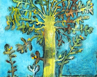 Árbol colorido original abstracto: Arte mural en flor