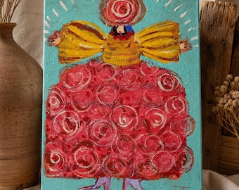 Original: "When I decided on my outfit", Bold Naive, Folk Canvas Wall Art