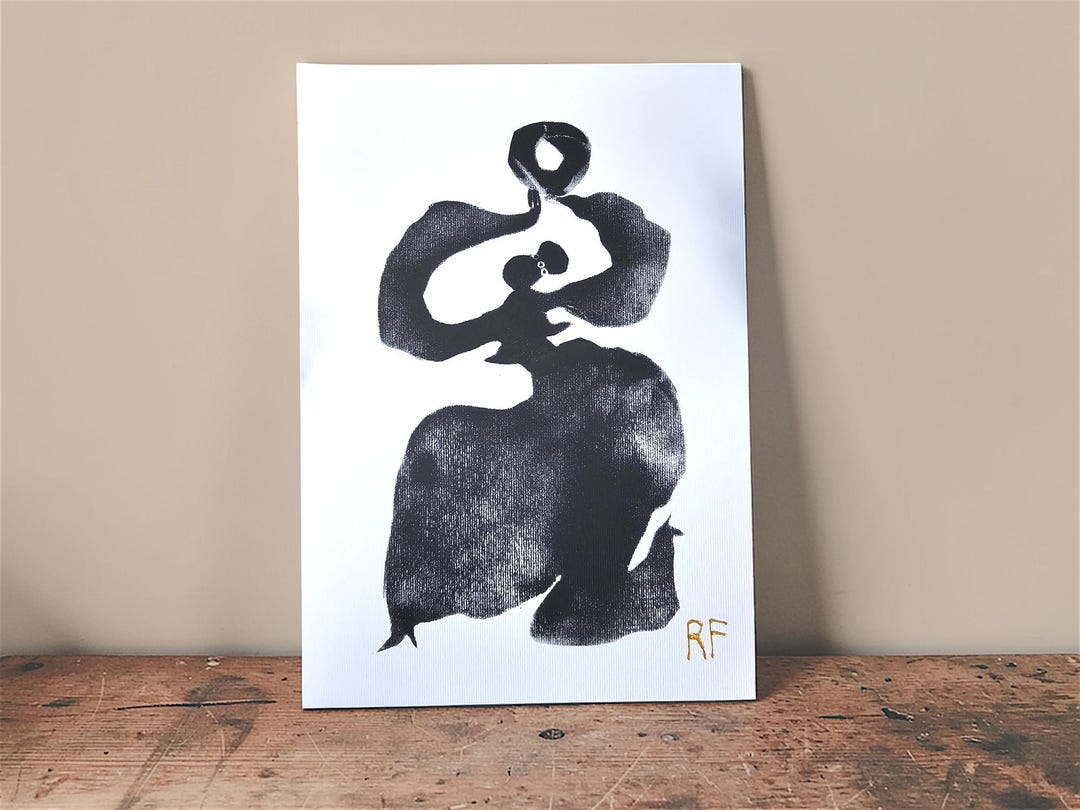 Original Hand-printed Goddess Devotee: Woman in Profile / Silhouette ...