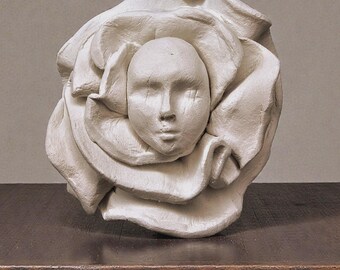 Handmade Ornament Wall Flower with Face / 3D Decor / Curio Sculpture/ Art Object / Wall Hanging