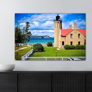Old Mackinac Point Lighthouse - Mackinaw City, Michigan Bridge - Paper, Canvas, & Metal Fine Art Prints