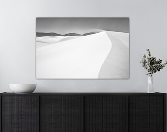 White Sands National Monument Photography: Minimalist Black and White Sand Dunes Art