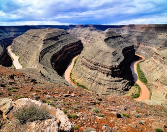 Impresión del Parque Estatal Goosenecks: Fotografía de paisajes desérticos de Utah