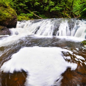 Greenstone Falls, Porcupine Mountains, Upper Peninsula Michigan, Waterfall Photography as Archival Paper, Canvas, & Metal Fine Art Prints